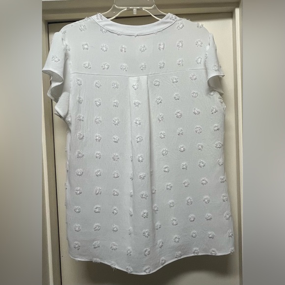 Blooming Jelly White Blouse V Neck with Ruffle Flowy Sleeve - Picture 2 of 3